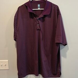 PGA Tour Deep Purple Striped Polo Shirt